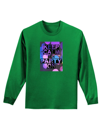 Keep Calm - Party Balloons Adult Long Sleeve Dark T-Shirt-TooLoud-Kelly-Green-Small-Davson Sales