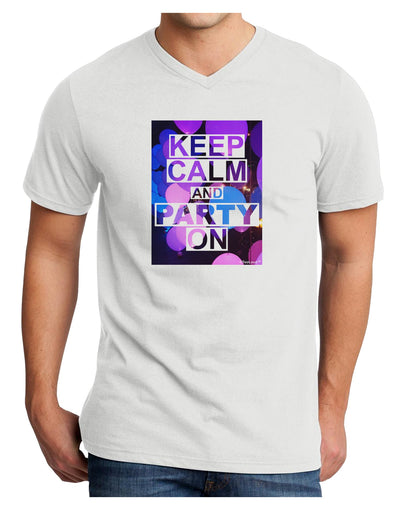 Keep Calm - Party Balloons Adult V-Neck T-shirt-Mens V-Neck T-Shirt-TooLoud-White-Small-Davson Sales