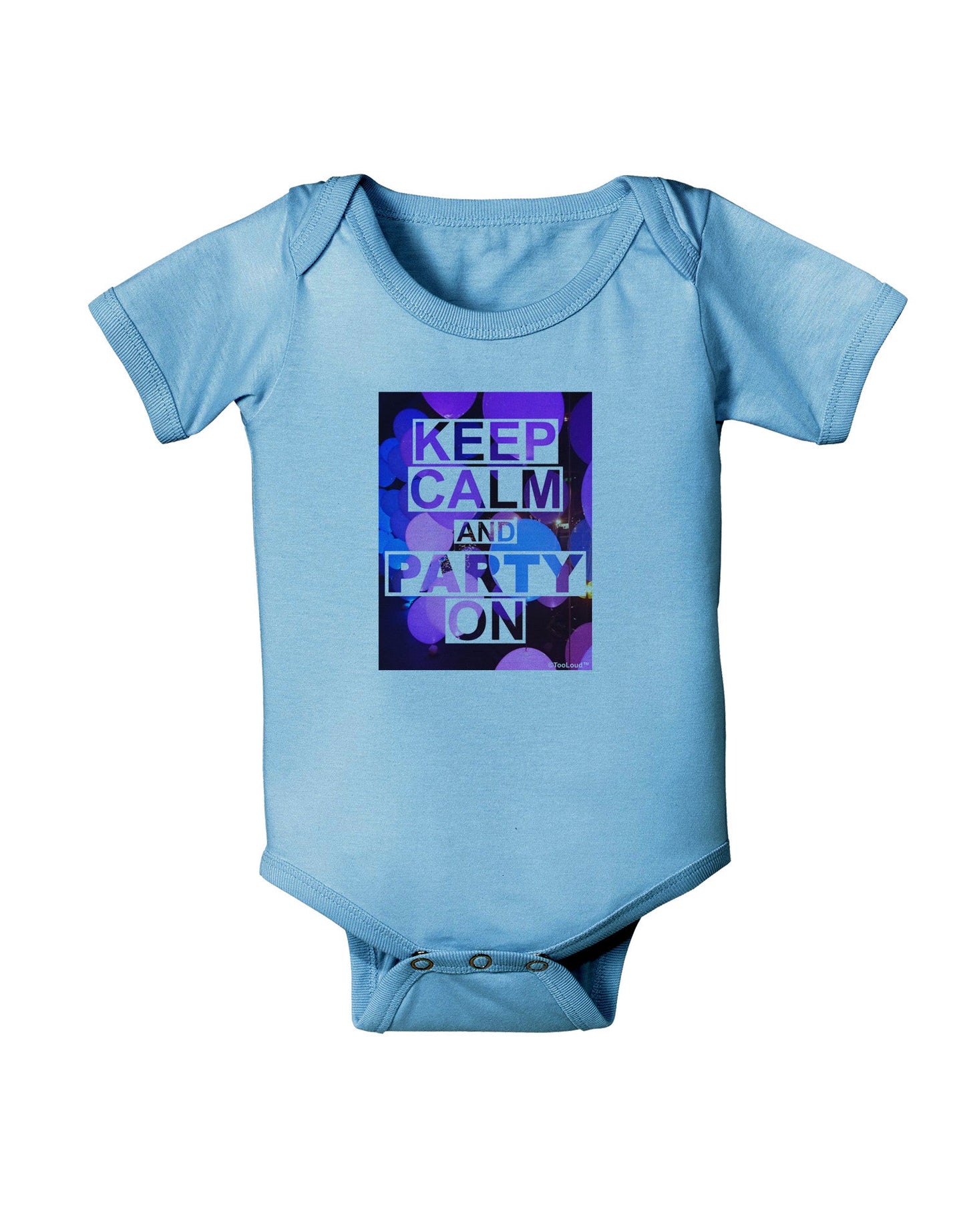 Keep Calm - Party Balloons Baby Romper Bodysuit-Baby Romper-TooLoud-LightBlue-06-Months-Davson Sales
