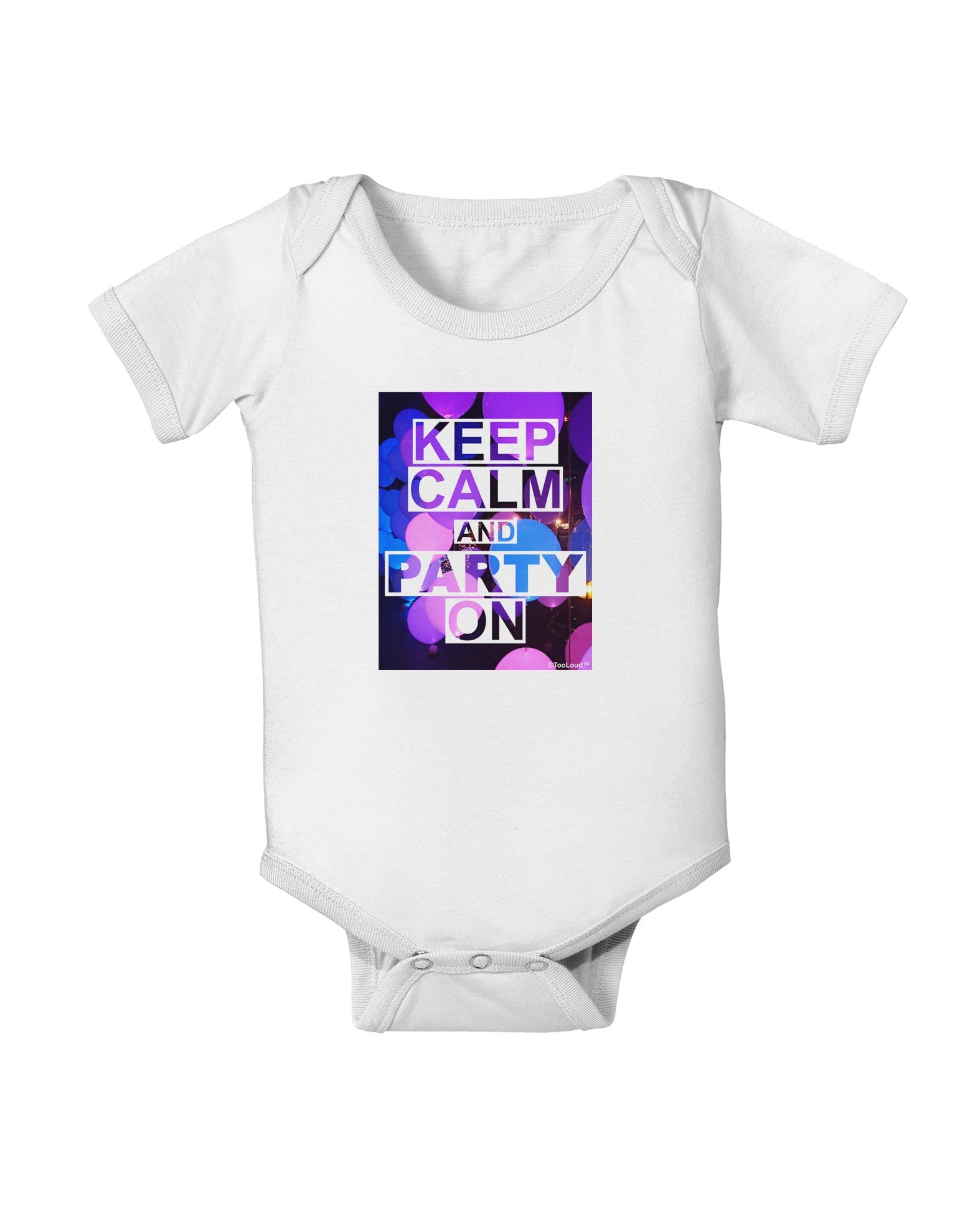 Keep Calm - Party Balloons Baby Romper Bodysuit-Baby Romper-TooLoud-White-06-Months-Davson Sales