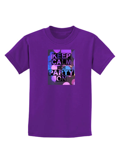 Keep Calm - Party Balloons Childrens Dark T-Shirt-Childrens T-Shirt-TooLoud-Purple-X-Small-Davson Sales