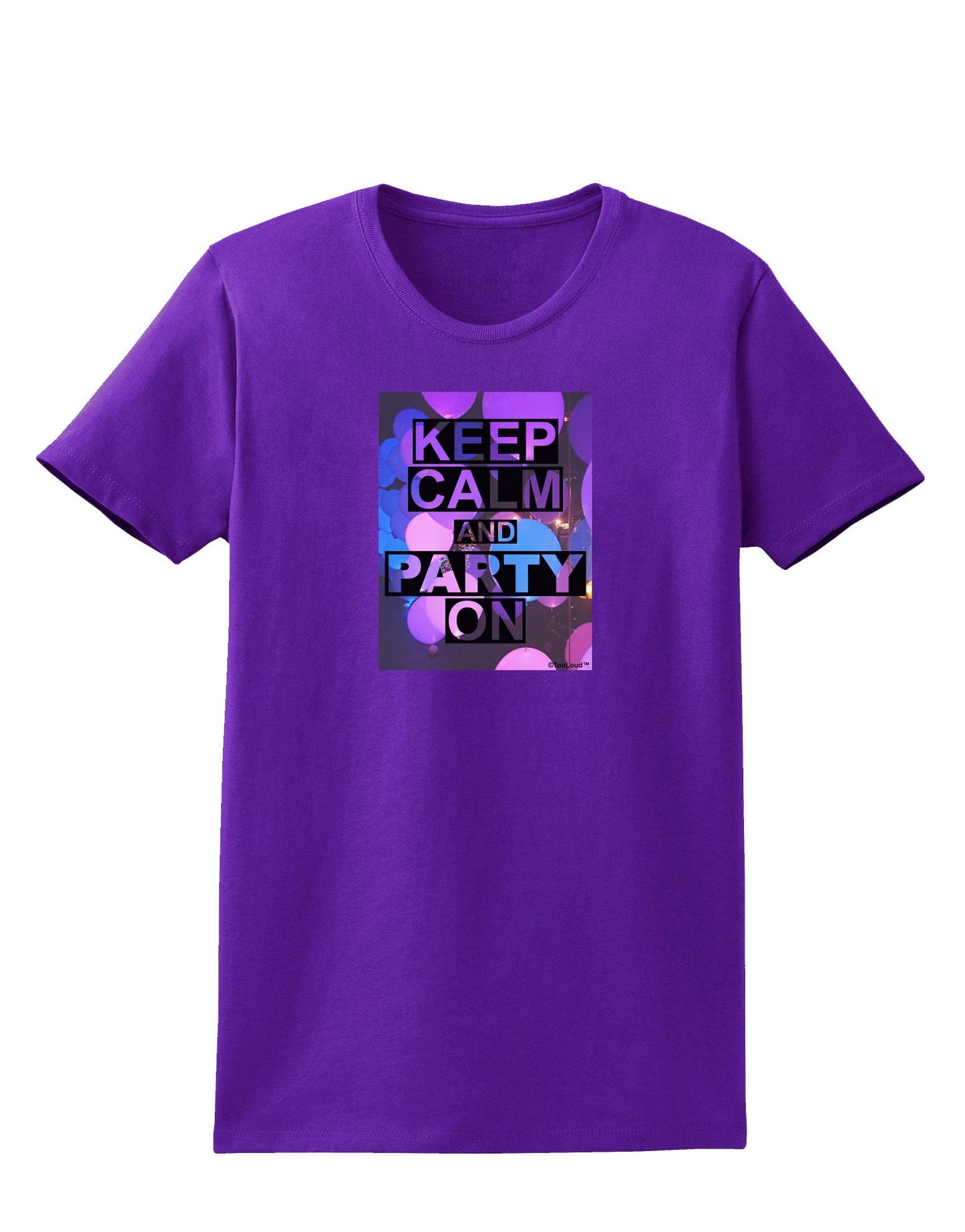 Keep Calm - Party Balloons Womens Dark T-Shirt-Womens T-Shirt-TooLoud-Purple-X-Small-Davson Sales