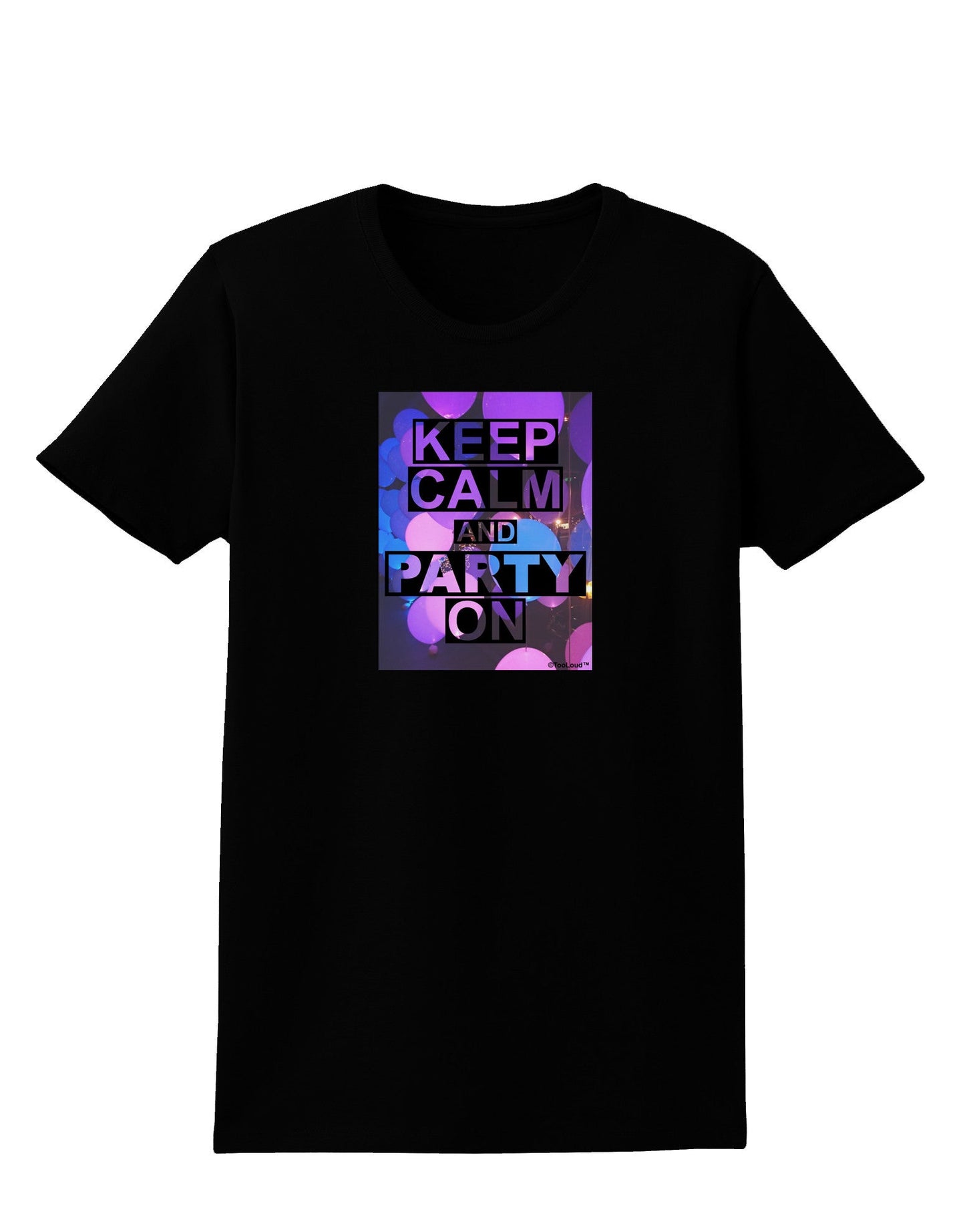 Keep Calm - Party Balloons Womens Dark T-Shirt-Womens T-Shirt-TooLoud-Black-X-Small-Davson Sales