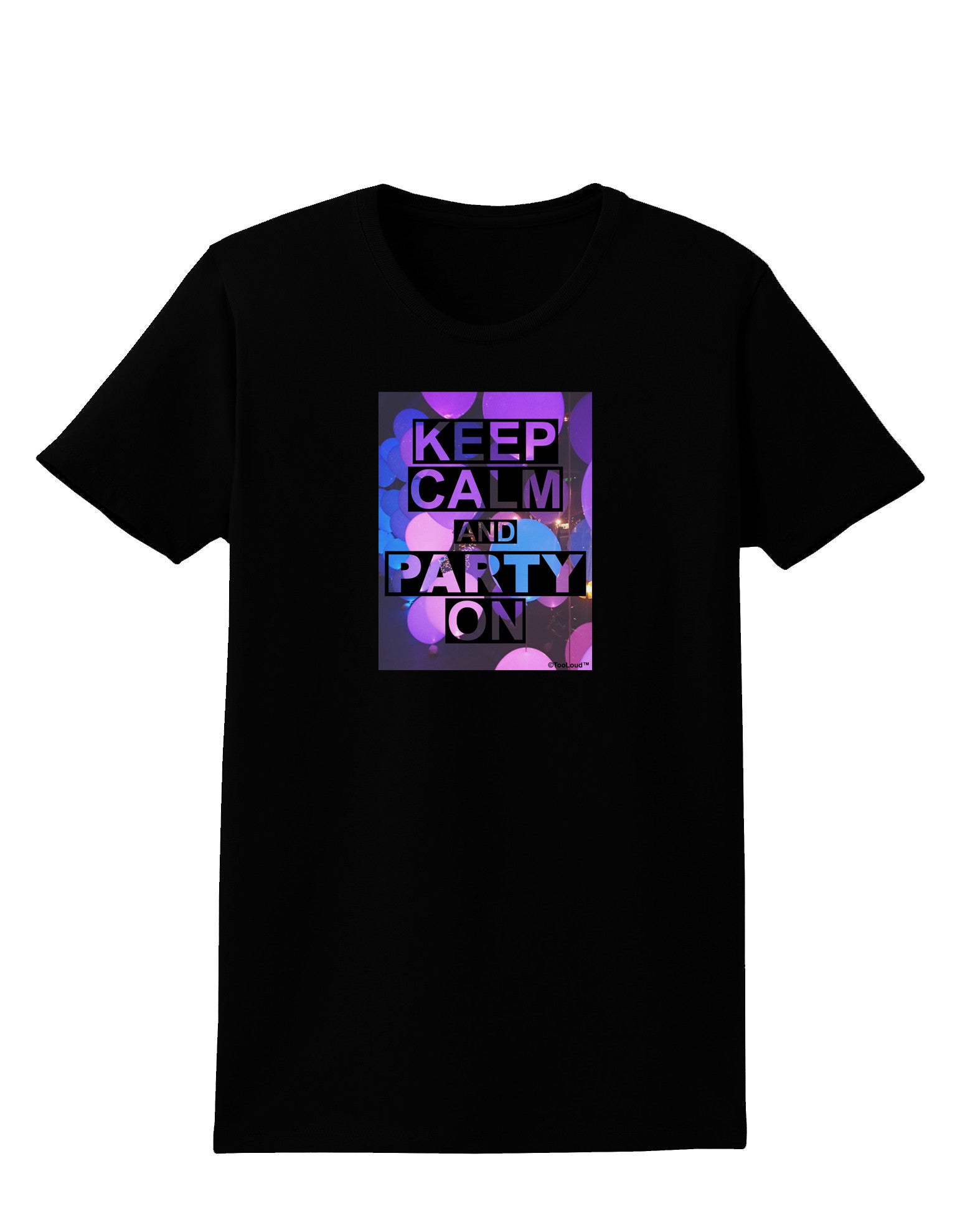 Keep Calm - Party Balloons Womens Dark T-Shirt-Womens T-Shirt-TooLoud-Black-X-Small-Davson Sales