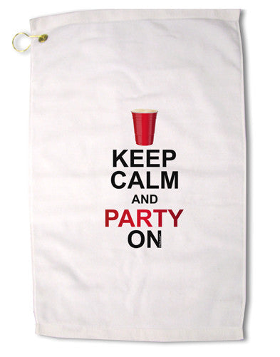 Keep Calm - Party Beer Premium Cotton Golf Towel - 16 x 25 inch by TooLoud-Golf Towel-TooLoud-16x25"-Davson Sales