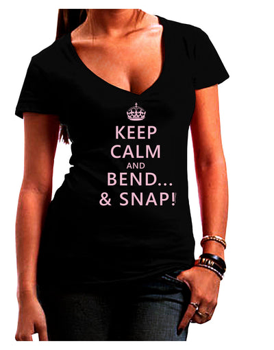 Keep Calm and Bend and Snap Juniors V-Neck Dark T-Shirt-Womens V-Neck T-Shirts-TooLoud-Black-Juniors Fitted Small-Davson Sales