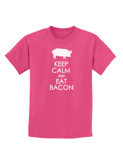 Keep Calm and Eat Bacon Childrens Dark T-Shirt-Childrens T-Shirt-TooLoud-Sangria-X-Small-Davson Sales