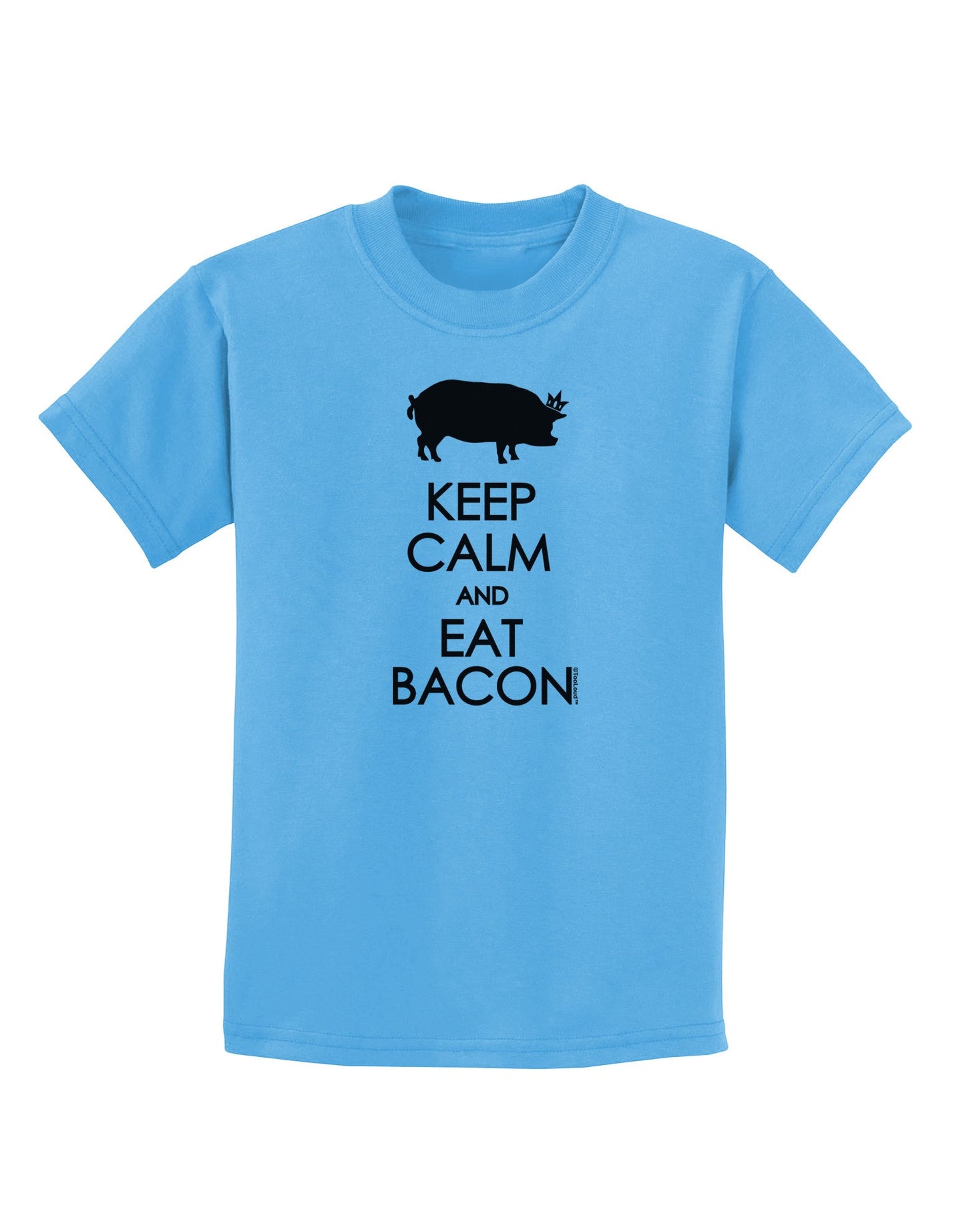Keep Calm and Eat Bacon Childrens T-Shirt-Childrens T-Shirt-TooLoud-Aquatic-Blue-X-Small-Davson Sales