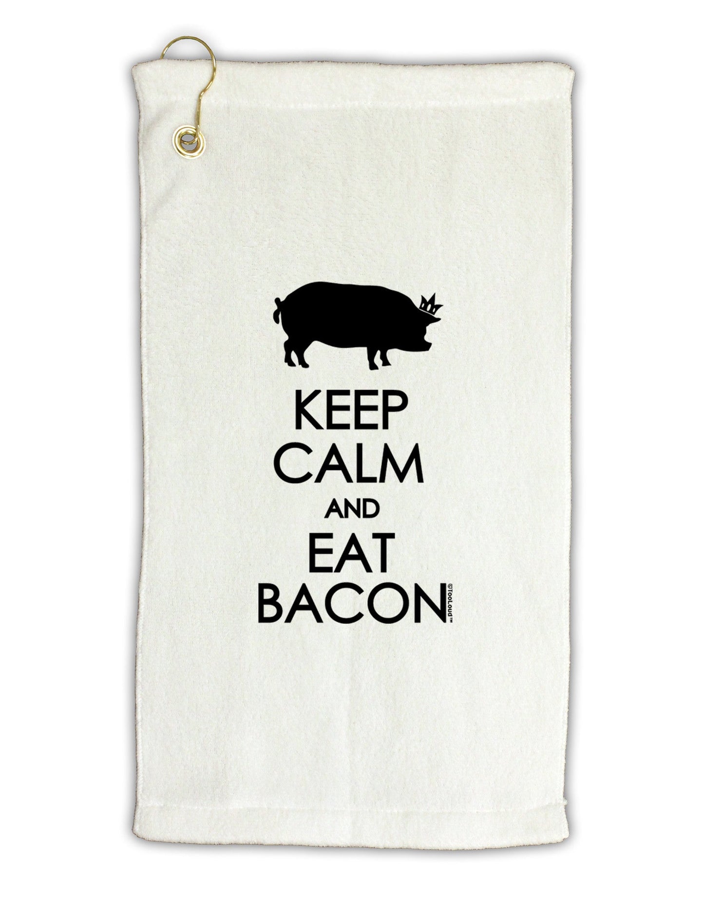 Keep Calm and Eat Bacon Micro Terry Gromet Golf Towel 16 x 25 inch by TooLoud-Golf Towel-TooLoud-White-Davson Sales