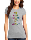 Keep Calm and Eat Candy Womens Juniors T-Shirt-Womens Juniors T-Shirt-TooLoud-Heather-Gray-Small-Davson Sales