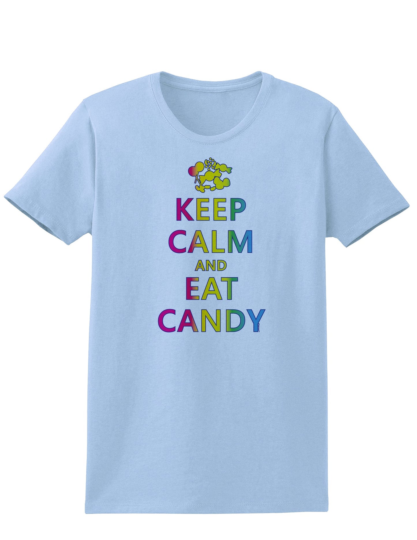 Keep Calm and Eat Candy Womens T-Shirt-Womens T-Shirt-TooLoud-Light-Blue-X-Small-Davson Sales