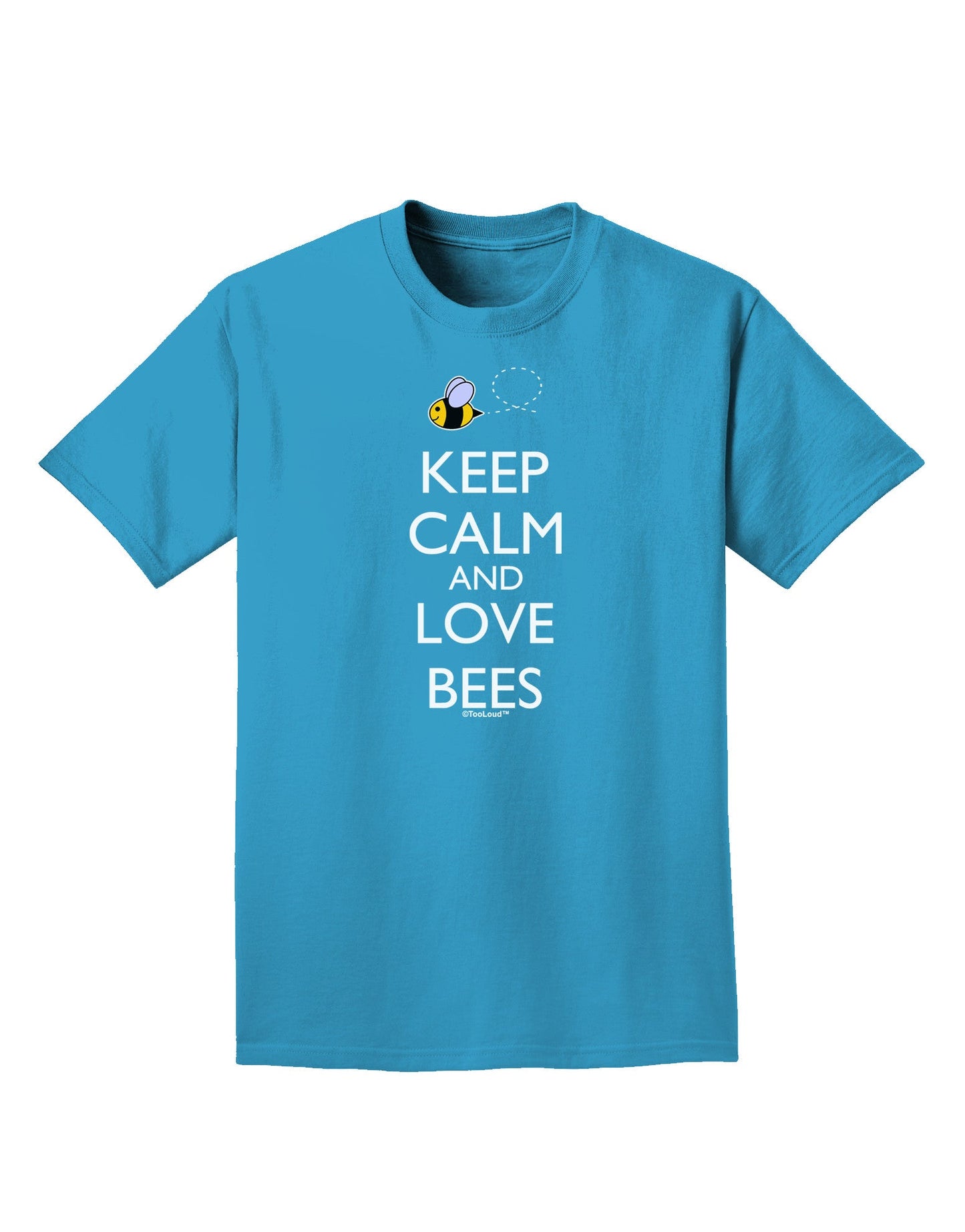 Keep Calm and Love Bees Color Adult Dark T-Shirt-Mens T-Shirt-TooLoud-Turquoise-Small-Davson Sales