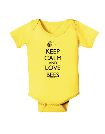 Keep Calm and Love Bees Color Baby Romper Bodysuit-Baby Romper-TooLoud-Yellow-06-Months-Davson Sales