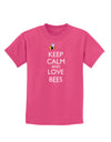 Keep Calm and Love Bees Color Childrens Dark T-Shirt-Childrens T-Shirt-TooLoud-Sangria-X-Small-Davson Sales