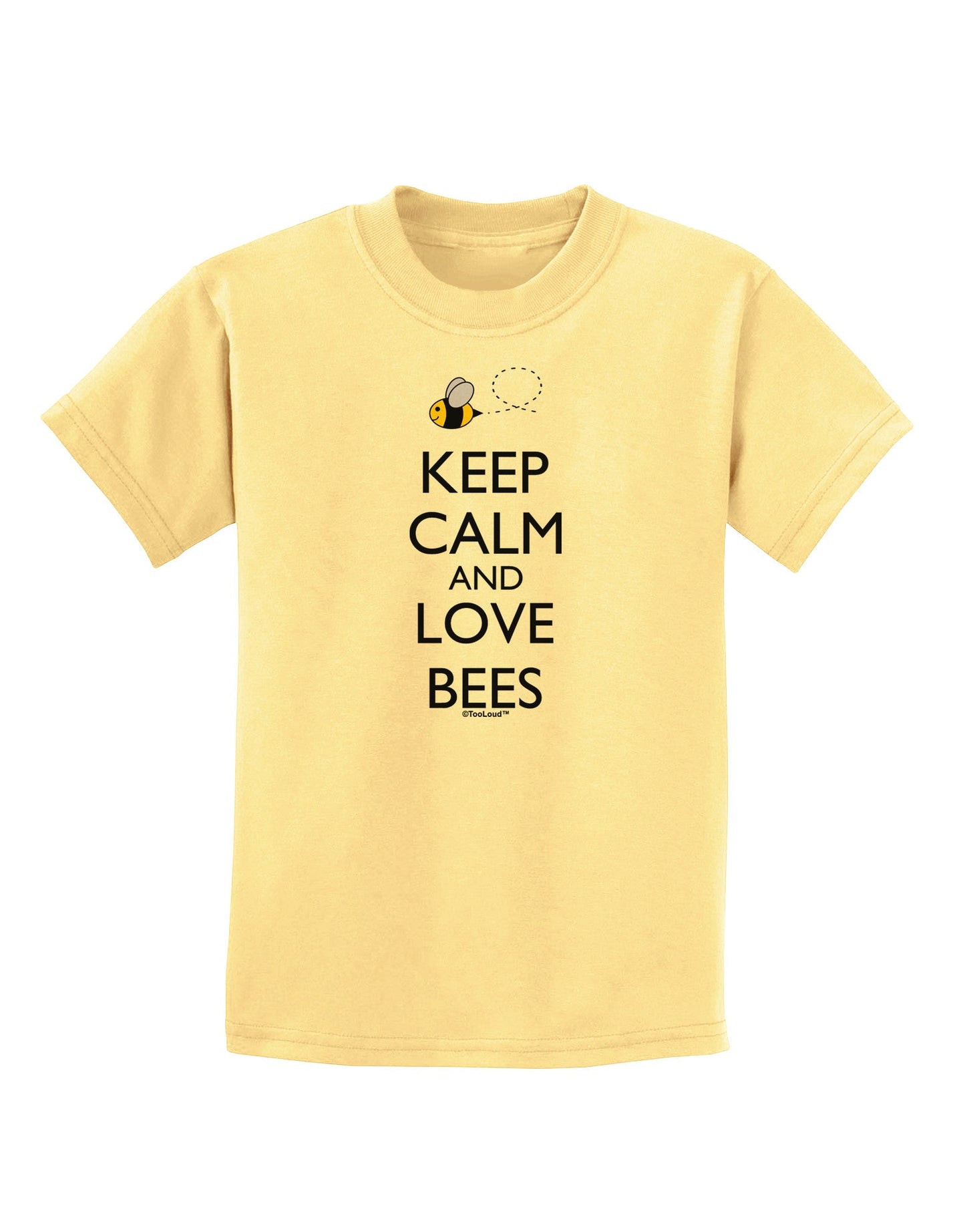 Keep Calm and Love Bees Color Childrens T-Shirt-Childrens T-Shirt-TooLoud-Daffodil-Yellow-X-Small-Davson Sales