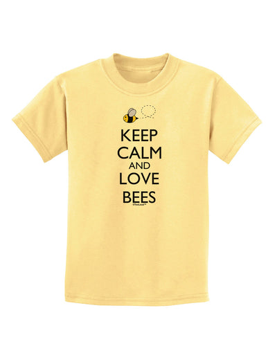 Keep Calm and Love Bees Color Childrens T-Shirt-Childrens T-Shirt-TooLoud-Daffodil-Yellow-X-Small-Davson Sales