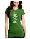 Keep Calm and Love Bees Color Juniors Crew Dark T-Shirt-T-Shirts Juniors Tops-TooLoud-Kiwi-Green-Juniors Fitted Small-Davson Sales