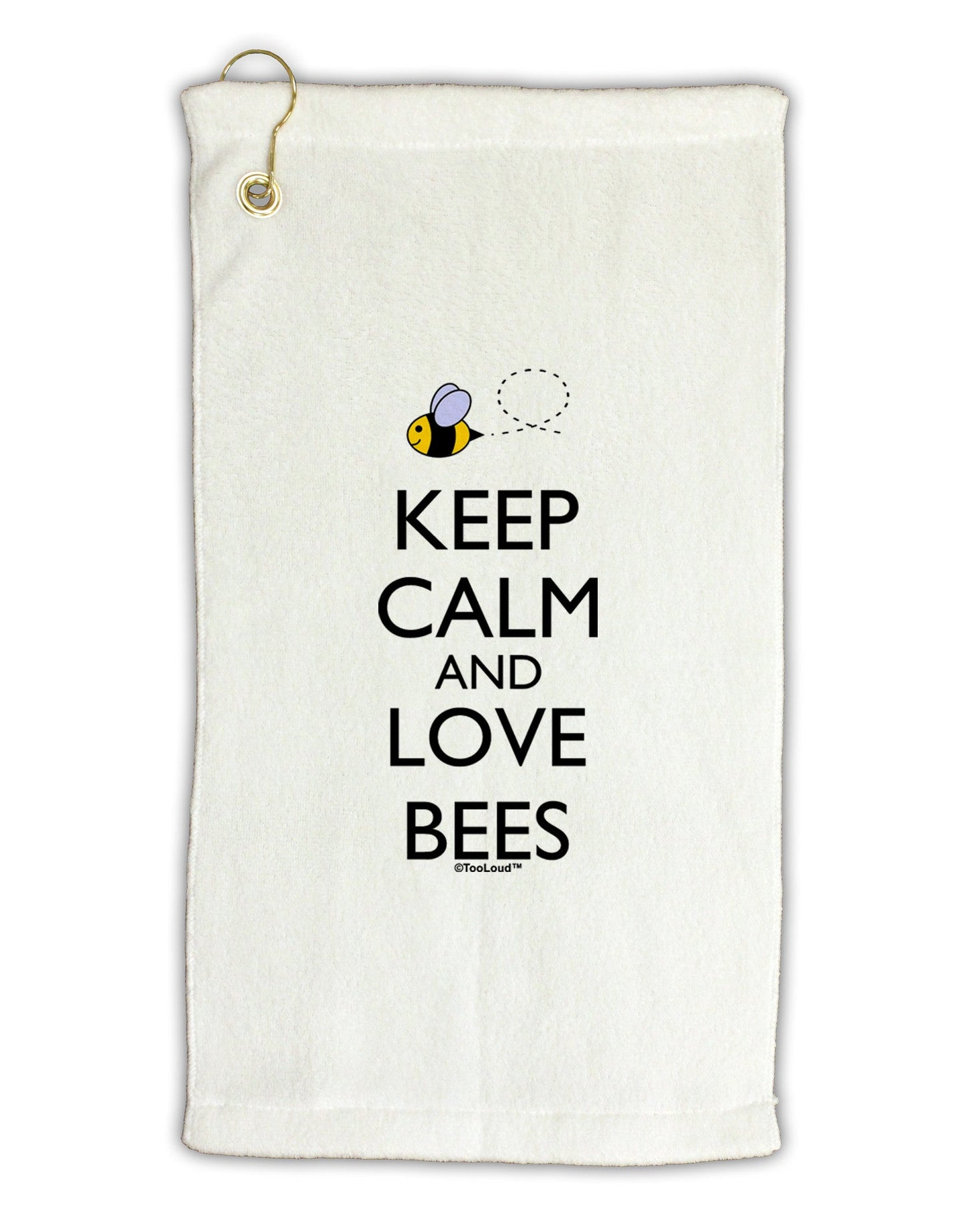 Keep Calm and Love Bees Color Micro Terry Gromet Golf Towel 11"x19-Golf Towel-TooLoud-White-Davson Sales