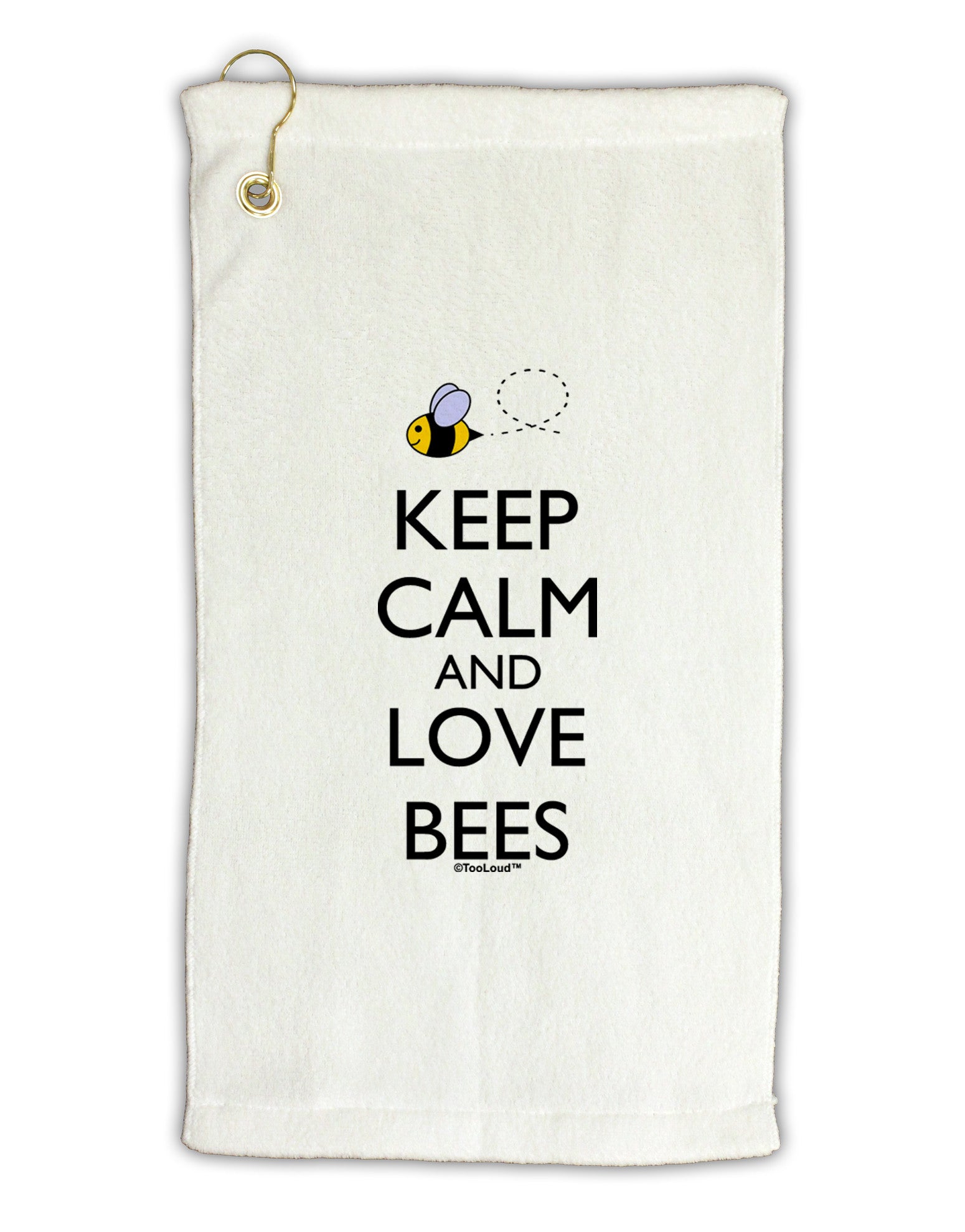 Keep Calm and Love Bees Color Micro Terry Gromet Golf Towel 11"x19-Golf Towel-TooLoud-White-Davson Sales