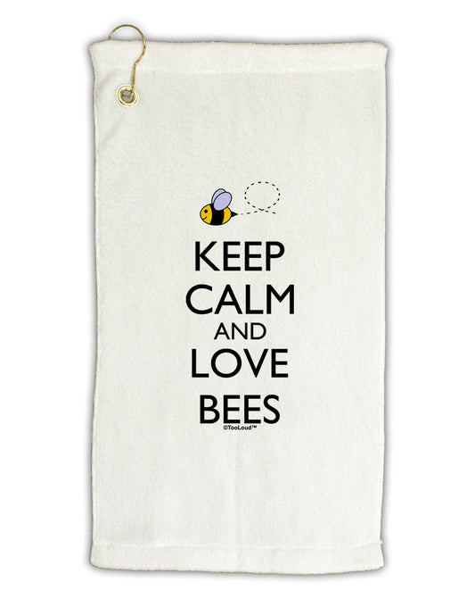 Keep Calm and Love Bees Color Micro Terry Gromet Golf Towel 11"x19-Golf Towel-TooLoud-White-Davson Sales