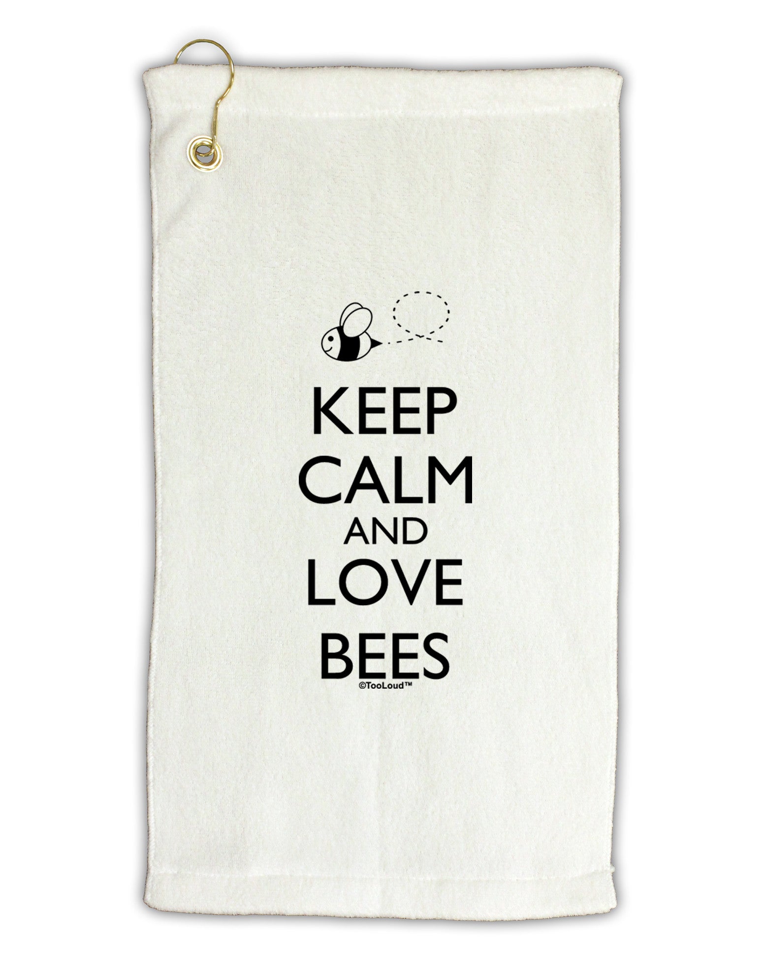 Keep Calm and Love Bees Micro Terry Gromet Golf Towel 11"x19-Golf Towel-TooLoud-White-Davson Sales