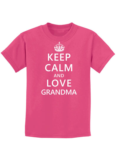 Keep Calm and Love Grandma Childrens Dark T-Shirt-Childrens T-Shirt-TooLoud-Sangria-X-Small-Davson Sales