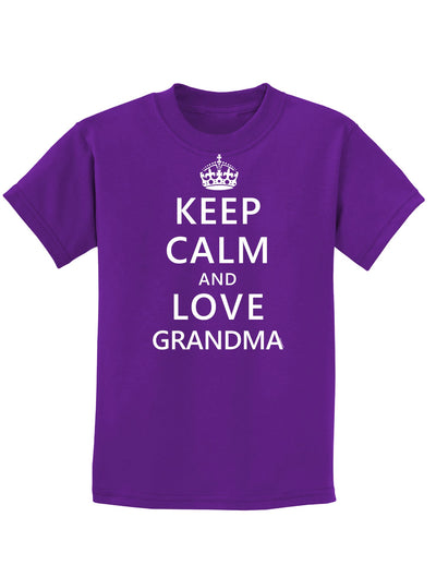 Keep Calm and Love Grandma Childrens Dark T-Shirt-Childrens T-Shirt-TooLoud-Purple-X-Small-Davson Sales