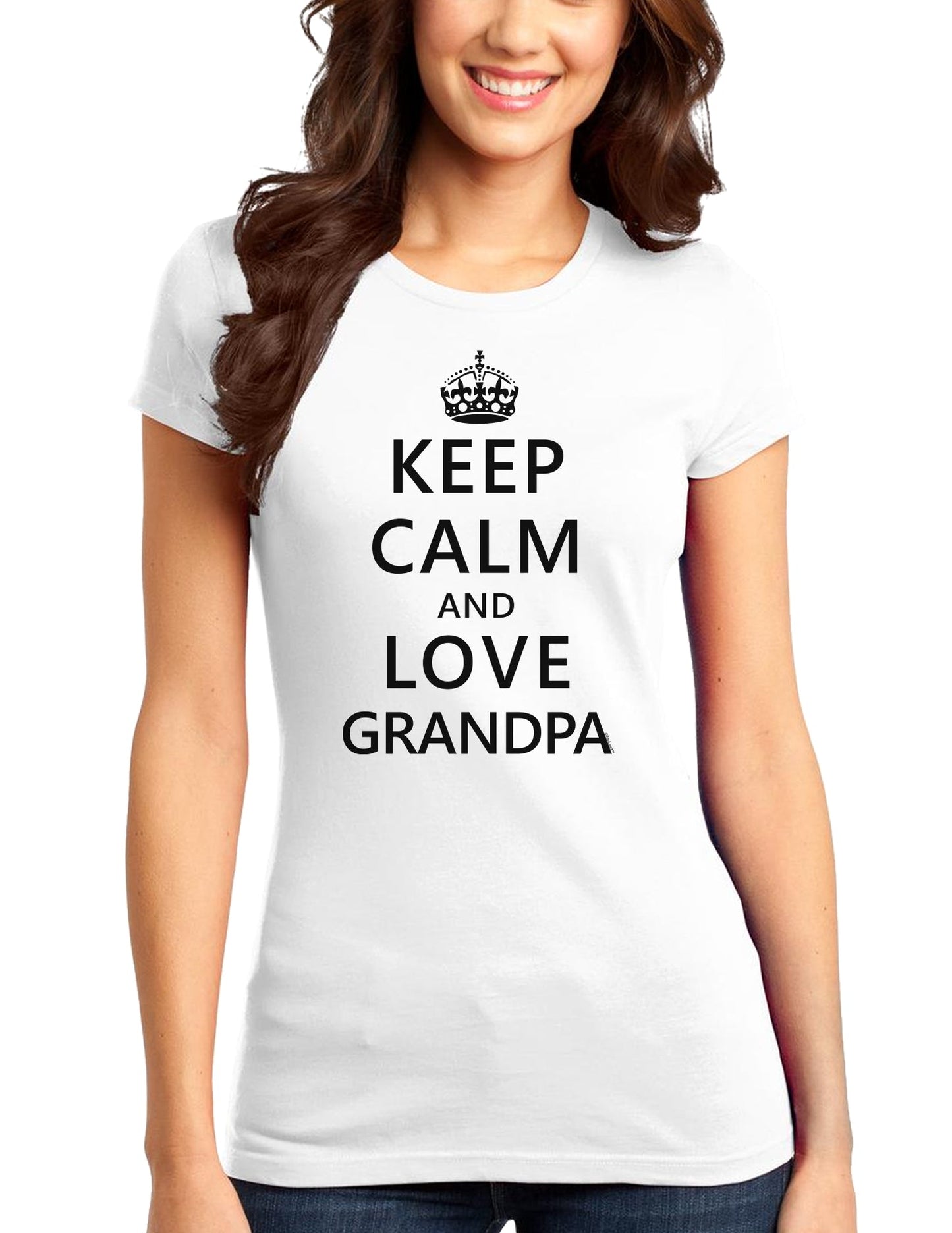Keep Calm and Love Grandpa Juniors T-Shirt-Womens Juniors T-Shirt-TooLoud-White-Small-Davson Sales