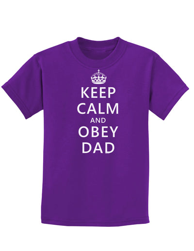 Keep Calm and Obey Dad Childrens Dark T-Shirt-Childrens T-Shirt-TooLoud-Purple-X-Small-Davson Sales