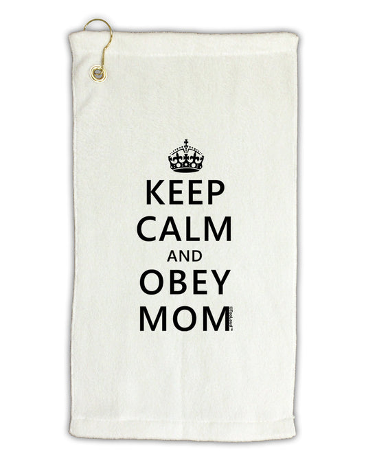Keep Calm and Obey Mom Micro Terry Gromet Golf Towel 11"x19-Golf Towel-TooLoud-White-Davson Sales