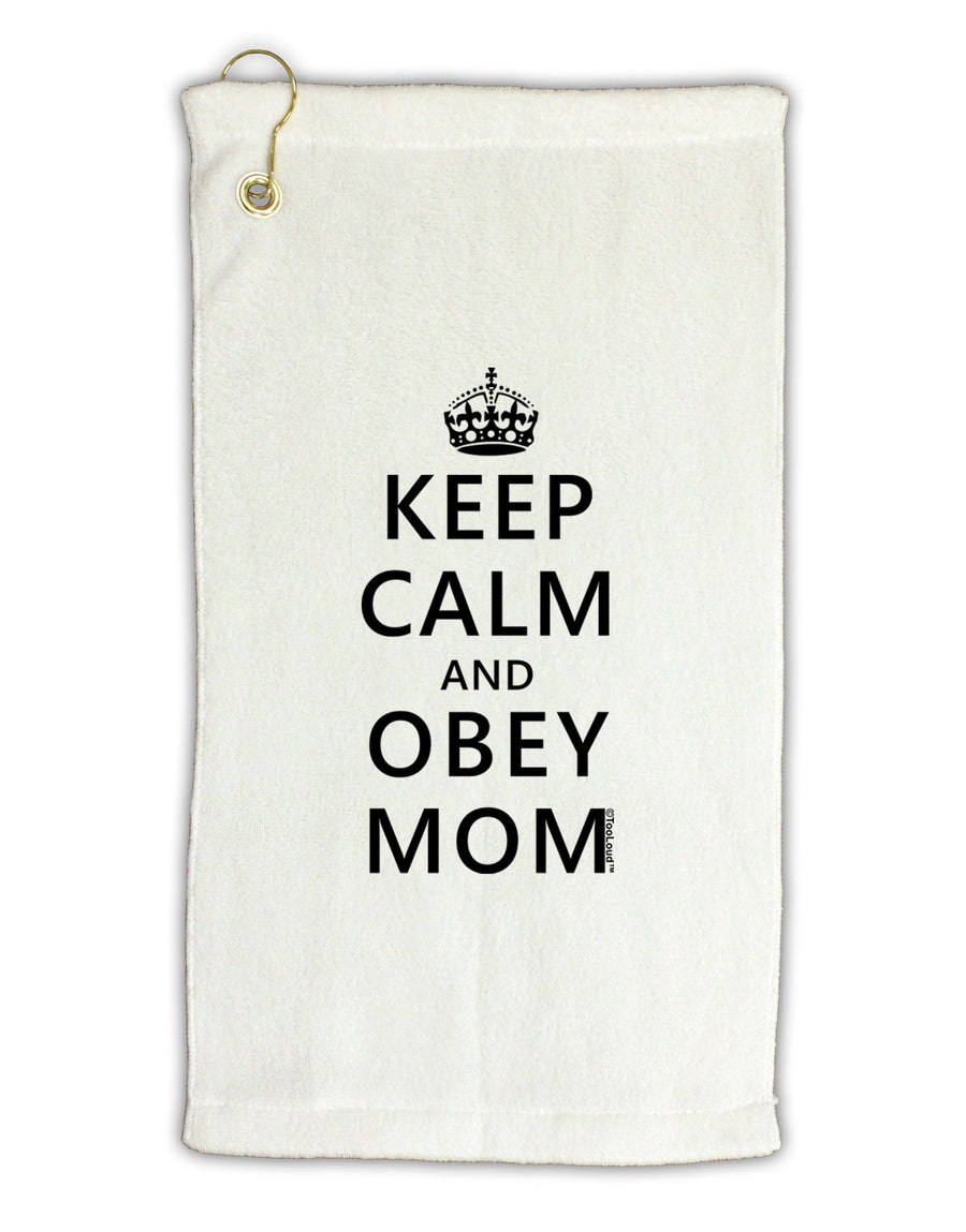 Keep Calm and Obey Mom Micro Terry Gromet Golf Towel 11&#x22;x19-Golf Towel-TooLoud-White-Davson Sales