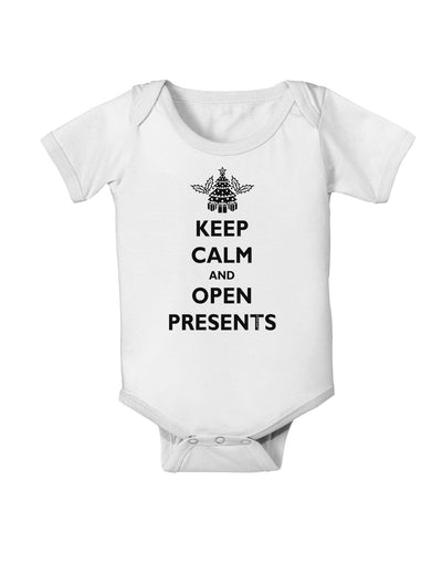 Keep Calm and Open Presents Christmas Baby Romper Bodysuit-Baby Romper-TooLoud-White-06-Months-Davson Sales