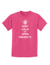 Keep Calm and Open Presents Christmas Childrens Dark T-Shirt-Childrens T-Shirt-TooLoud-Sangria-X-Small-Davson Sales