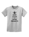 Keep Calm and Open Presents Christmas Childrens T-Shirt-Childrens T-Shirt-TooLoud-AshGray-X-Small-Davson Sales