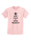 Keep Calm and Open Presents Christmas Childrens T-Shirt-Childrens T-Shirt-TooLoud-PalePink-X-Small-Davson Sales