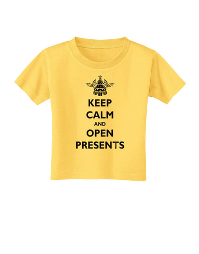 Keep Calm and Open Presents Christmas Toddler T-Shirt-Toddler T-Shirt-TooLoud-Yellow-2T-Davson Sales