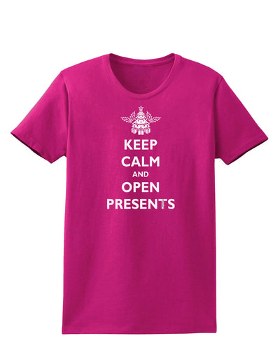 Keep Calm and Open Presents Christmas Womens Dark T-Shirt-TooLoud-Hot-Pink-Small-Davson Sales