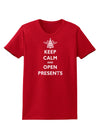 Keep Calm and Open Presents Christmas Womens Dark T-Shirt-TooLoud-Red-X-Small-Davson Sales