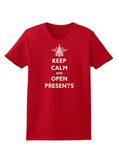 Keep Calm and Open Presents Christmas Womens Dark T-Shirt-TooLoud-Red-X-Small-Davson Sales