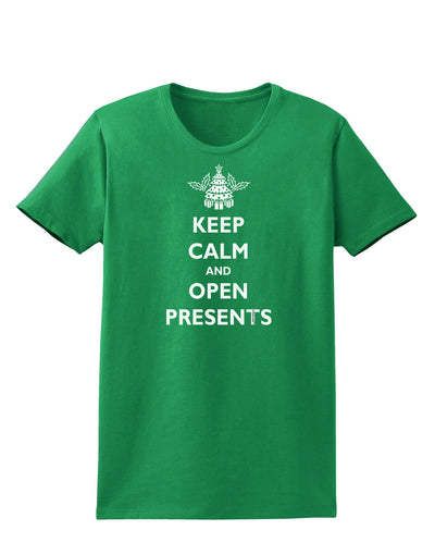 Keep Calm and Open Presents Christmas Womens Dark T-Shirt-TooLoud-Kelly-Green-X-Small-Davson Sales