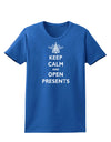 Keep Calm and Open Presents Christmas Womens Dark T-Shirt-TooLoud-Royal-Blue-X-Small-Davson Sales