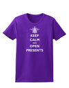 Keep Calm and Open Presents Christmas Womens Dark T-Shirt-TooLoud-Purple-X-Small-Davson Sales