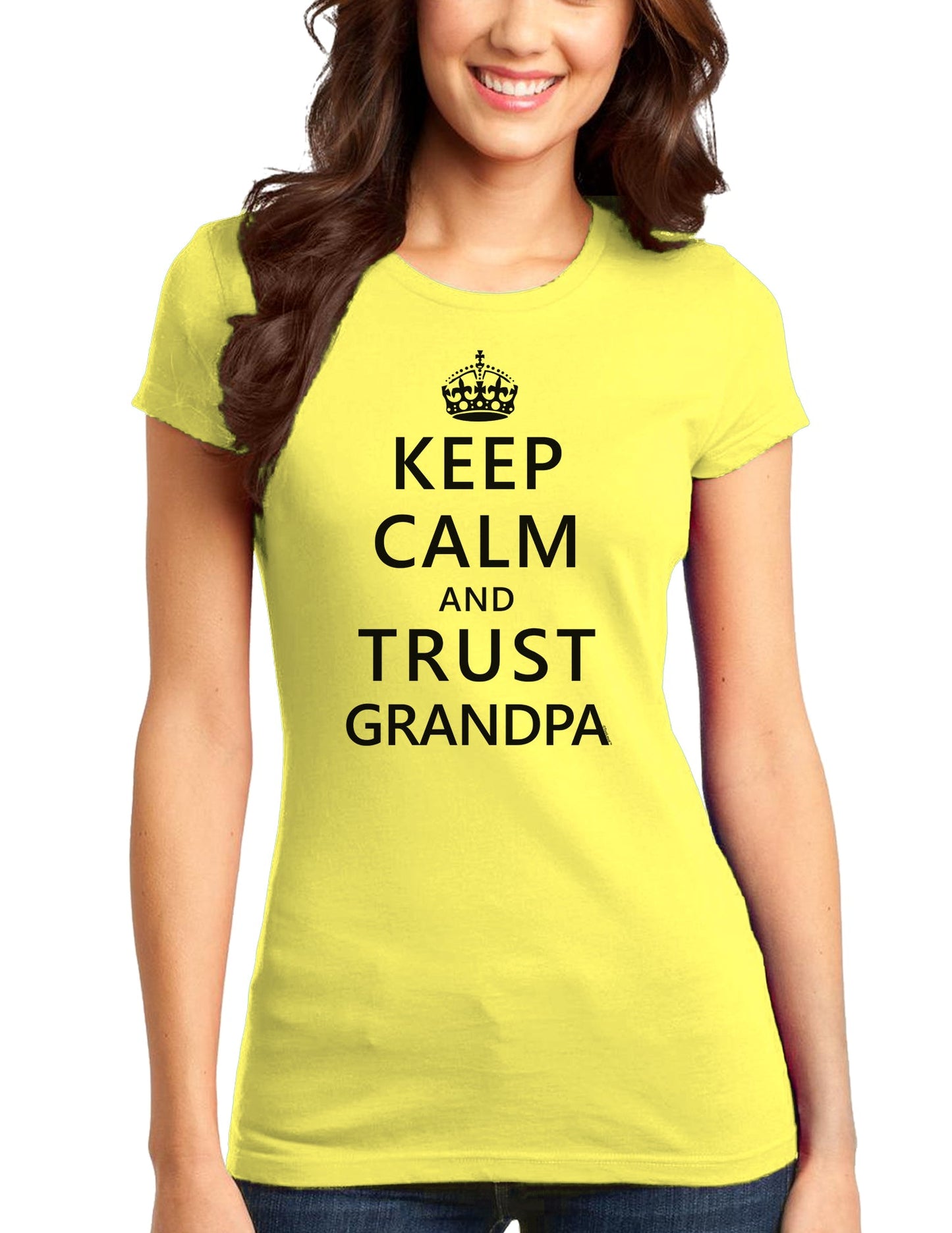 Keep Calm and Trust Grandpa Juniors T-Shirt-Womens Juniors T-Shirt-TooLoud-Yellow-Small-Davson Sales
