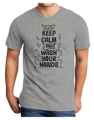 Keep Calm and Wash Your Hands Adult V-Neck T-shirt-Mens T-Shirt-TooLoud-HeatherGray-Small-Davson Sales