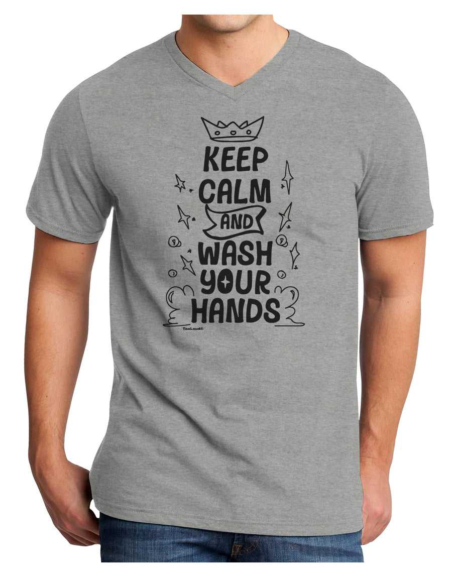 Keep Calm and Wash Your Hands Adult V-Neck T-shirt-Mens T-Shirt-TooLoud-White-Small-Davson Sales