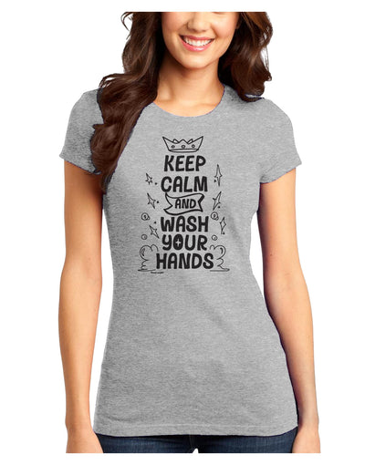 Keep Calm and Wash Your Hands Juniors Petite T-Shirt-Womens T-Shirt-TooLoud-Ash-Gray-Juniors Fitted X-Small-Davson Sales