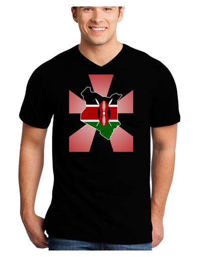 Kenya Flag Design Adult Dark V-Neck T-Shirt-TooLoud-Black-Small-Davson Sales