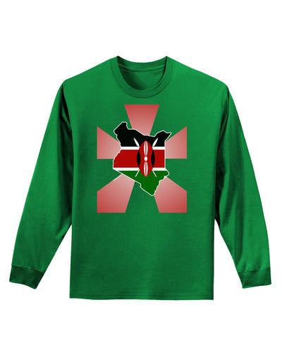 Kenya Flag Design Adult Long Sleeve Dark T-Shirt-TooLoud-Kelly-Green-Small-Davson Sales