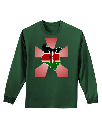 Kenya Flag Design Adult Long Sleeve Dark T-Shirt-TooLoud-Dark-Green-Small-Davson Sales