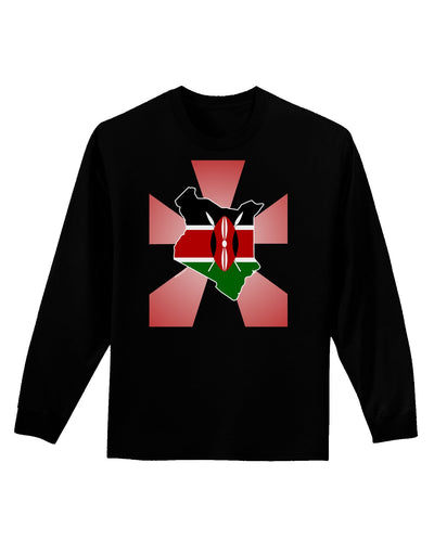 Kenya Flag Design Adult Long Sleeve Dark T-Shirt-TooLoud-Black-Small-Davson Sales